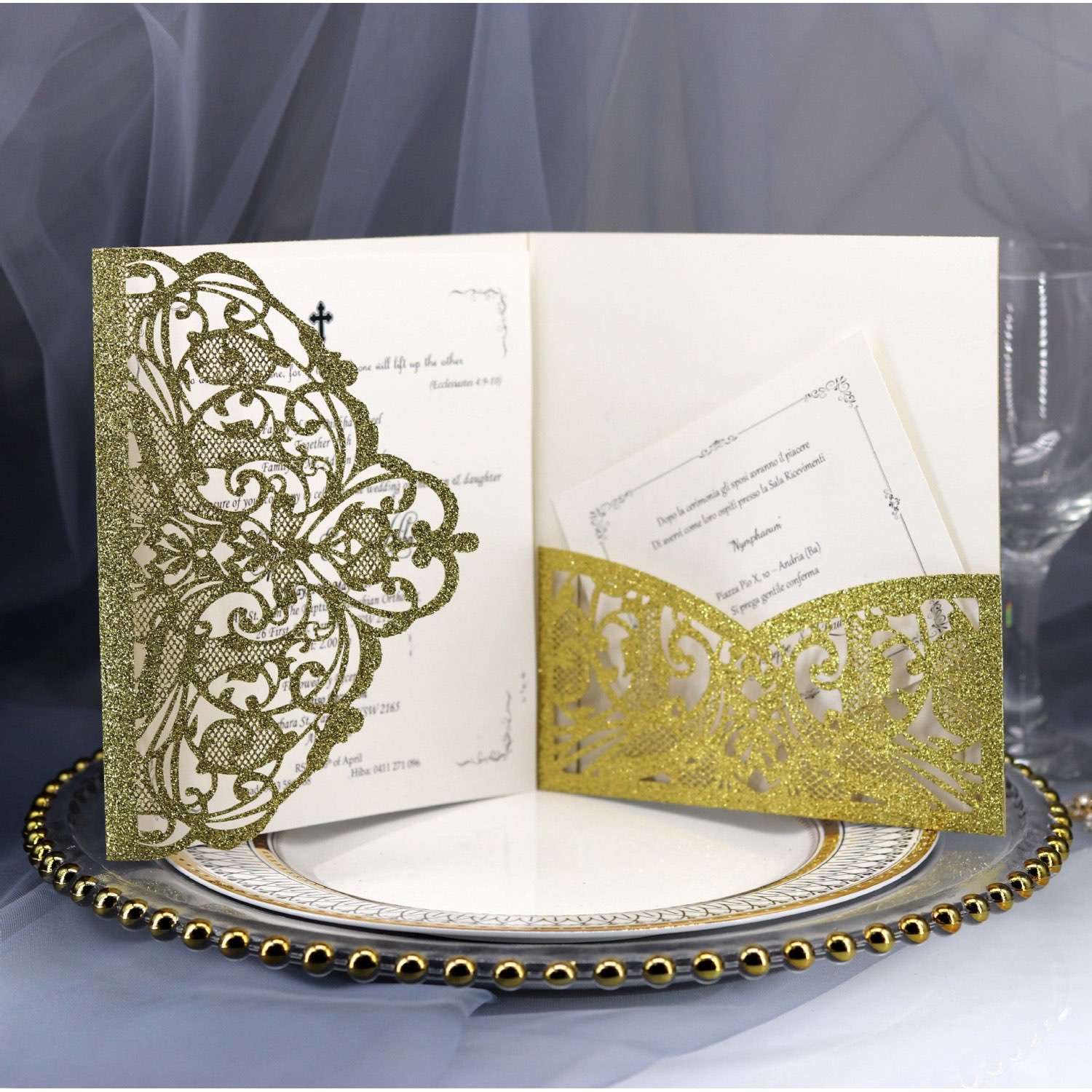 Lace Laser Cut Wedding Invitation Slay- up Business Card
